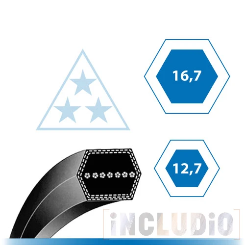 Mitsuboshi Belts Hexagonal - Double sided V-belt - Blade belt - Deck belt - Drive belt - Transmission belt